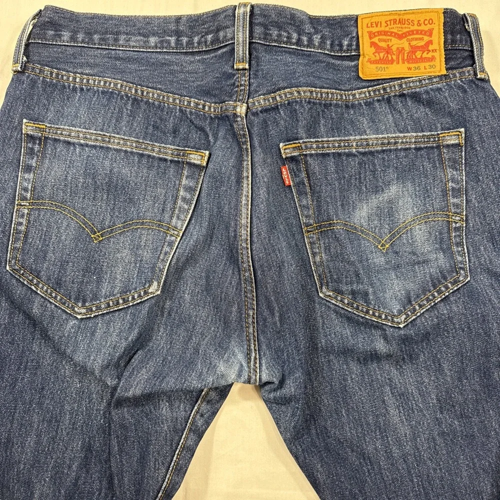 JEANS STRAIGHT Levi's 501 Original Men's 36x30 Medium Wash Cotton